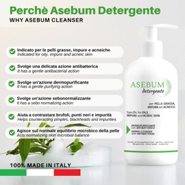 Asebum Cleanser | Facial Cleanser for Oily and Acne Impregnated Skin | With Salicylic Acid and Picoton Olamine | Fights Acne, Pimples, Blackheads