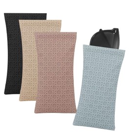 LHOEST Glasses Case Soft Leather Glasses Case Soft Sunglasses Case Leather Glasses Bag Green Pink Blue Black Glasses Bag Waterproof Portable Glasses Case Leather Men Women Glasses Case, Lattice