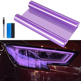 LZLRUN Extra-Wide Headlight Taillight Vinyl Tint Wrap 16 Inch x 60 Inch Roll Self Adhesive Fog Light Film Sheet Sticker Cover (Purple)