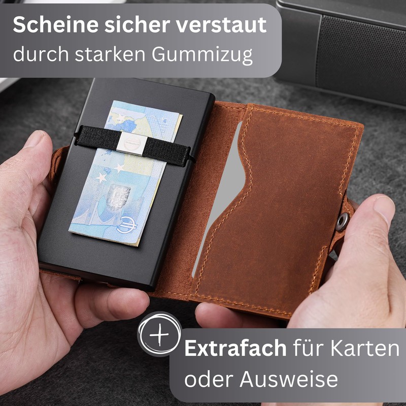 Wolkenstein Leather Card Case with Coin Compartment Men's Credit Card