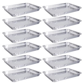 MEMOFYND 12-Piece Aluminium Foil Baking Tray, Aluminium Foil Baking Tray, Aluminium Foil Baking Container, Bread Cookie Baking Mould, Batch Cooking Container, Suitable for Baking, Grilling (Silver)