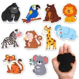 JoyCat Wooden Thick Alphabet Fridge Magnets, Large Size Cute Animals Fruits Colorful ABC Magnetic Letters 26 Uppercase Letters and 0-9 Numbers Toy Set:_Zoo - 10 Pcs