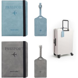 Porta Pasaporte y Visa con Etiquetas de Equipaje Maletas 2 Pcs Cartera