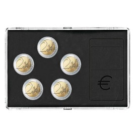 SAFE 7904 Acrylic Coin Case for 5 x 2 Euro Coins (the 5 Embossers) / 163 x 102 x 5.5 mm