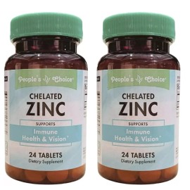 PEOPLE'S CHOICE 12 Packs People's Choice Chelated Zinc Immune Health & Vision , 24 Tablets Each