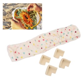 Rug Hooking Frame Cover,15.7 X 15.7in Elastic Flannel Frame Band Punch Needle Gripper Strip Frame Flannel Cover with Corner Protectors for Cross Stitch Embroidery Hoop (Beige)