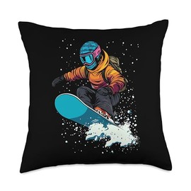 Freestyle Snowboarder Cartoon Throw Pillow
