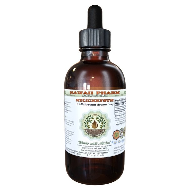 HawaiiPharm Helichrysum Alcohol-Free Liquid Extract, Organic Helichrysum (Helichrysum Arenarium) Dried Flower Glycerite Natural Herbal Supplement 4 oz