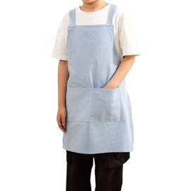 Kids Cotton Cross Back Aprons Children Chef Pure Child Apron with 2 Pockets for Baking Painting Cooking (Blue, One Size)