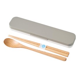 Takenaka T-36412 Cutlery Set, Mayu Mayu Wooden Chopsticks and Spoon Set, Gray (Case) Approx. 1.8 x 7.6 x 0.7 inches (4.6 x 19.3 x 1.8 cm), (Chopsticks and Spoon) Approx. 7.1 inches (18 cm)