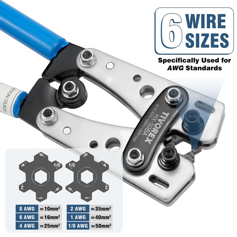 Tivorex Battery Cable Wire Lug Crimping Tool for AWG 8-1/0