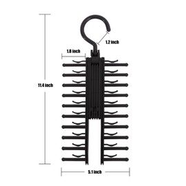 RICHSUM Black Tie Holder - X-shaped Design with 360° Swivel Hooks - Holds 20 Ties - Ideal for Effortlessly Organizing and Displaying Ties and Scarves (Pack of 1)
