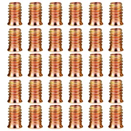 SUJEBKC Pack of 30 Threaded Inserts, Grub Screws, Carbon Steel Insert Nuts, Threaded Hex Nuts Nuts for Wooden Furniture, orange
