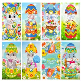 MEDOYOH 8PCS DIY Diamond Painting Greeting Card with Envelopes, Diamond Painting Blank Art Cards for Birthday Mother's Day Christmas Anniversary Thanksgiving, Easter 20