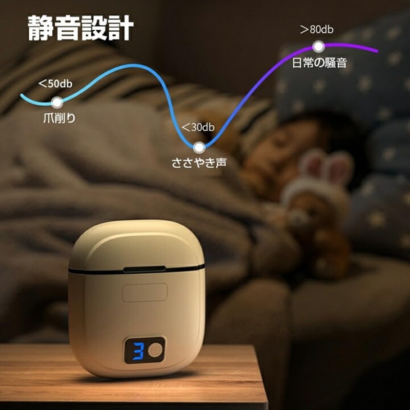 AiS to you 爪切り 電動 USB充電 爪削りライト付き 三段階調整 爪切り 爪やすり