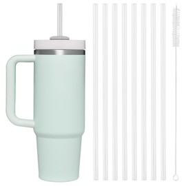 8 Pack Transparent Straws,Reusable Straws,Replacement Straw,40oz Cup Straw,with a Cleaning Brush,for Coffee Smoothie Cocktail Milkshake and Cold Drinks