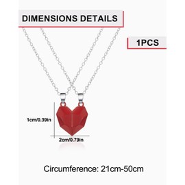 HZAOPZE 1 Pair 2 Pieces Red Heart Magnetic Couple Necklace, Magnetic Chain Puzzle for Couples, Matching Necklaces for Magnetic Couples for Boyfriend, Girlfriend, Husband, Wife, Best Friend