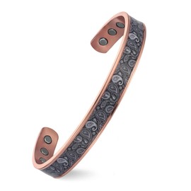 MagEnergy Copper Bracelets for Women, Paisley Pattern Bracelet, Magnetic Copper Bangle Brazaletes with 3500 Gauss Magnets, Adjustable Cuff & Jewellery Present