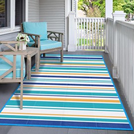 Outdoor Patio Straw Rug Camping - Outdoor Plastic Rug Area Carpet Mat All Weather Waterproof Clearance for Outside, Balcony & Backyard, Porch, RV Camper, Picnic, 4'x6'