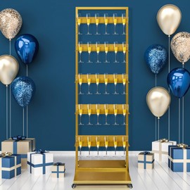 Royxen Champagne Wall Holder, Champagne Tower, Wine Glass Stemware Rack, Metal Champagne Flutes Display Stand, Holds 20-30 Glasses (5-Tier)