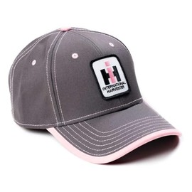J&D Productions, Inc. Ladies' International Harvester Logo Hat, Gray with Pink Trim, Pink IH Logo