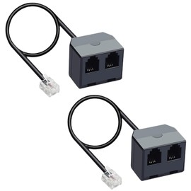 RJ11 1 to 2 Phone Line Splitter 6P4C Plugs Four Core Adapter with 4.8inch Cable for Telephone Fax Machine (2)