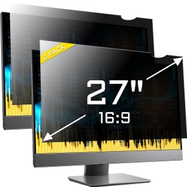 ZYY 2 Pack 27 Inch(diagonal) Computer Privacy Screen Filter (23 9/16 × 13 1/4) With Anti Glare,Anti UV, Privacy Screen Protector Film 16:9 Aspect Ratio For Desktop Computer Monitor Curved