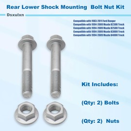 10.9 Hardened for 1983-2011 Ford Ranger, for 1994-2009 Mazda B-Series Pickup Rear Lower Shock Mounting Bolt Kit, Silver Dacromet Coated