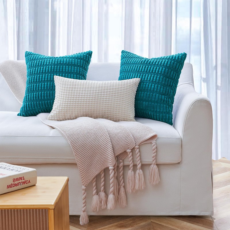 Topfinel Teal Cushion Covers 50cm x 50cm with Invisible Zip