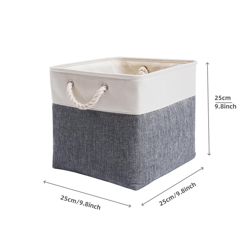 Mangata Canvas Cube Storage Boxes, 25x25x25cm Storage Baskets for Shelves