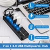 Hub USB 3.0 Splitter,7 Puertos Multi USB 3.0 Hub Splitter