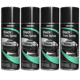 NADAMOO Automotive Black Trim Spray Paint, 4 Cans, Instantly Revives Color for Car Plastic Vinyl Rubber, Vehicle Exterior and Interior Plastic and Trim Restorer Aerosol Paint Can, Satin Finish