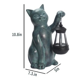 CJSUNYT Cat Garden Statue Solar Garden Decor Cat Solar Light Outdoor Garden Statues for Outside Resin Cat Figurines for Yard Patio and Lawn Gardening Gifts for Women 7.3 * 5 * 10.8 inch