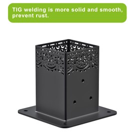 Insaga Decorative 4x4 Post Base for Concrete, 4x4 Post Bracket with 4MM Thickness Base, Deck Post Brackets 4x4 (Inner Size 3.6'' x 3.6'') for Deck Post Base, Porch Railing Post Holder (Set of 4)