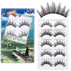 ICYCHEER False Eyelashes, 3D False Eyelashes, Reusable, Long, Thick Eyelashes for Extending Makeup Eyelashes, 5 Pairs Handmade Dramatic False Eyelashes with Eyelash Clip (TY86)