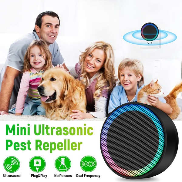 Mini Pest Control Device, 360° Indoor Mouse Preventer Plug in,