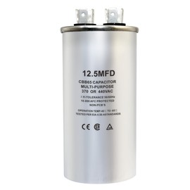 CBB65 Circular Run Capacitor, 450VAC 12.5 uf/MFD 50/60Hz Round Start Capacitor - Very Suitable for Air Conditioning, Fan Capacitor, Etc. (12.5 uf)