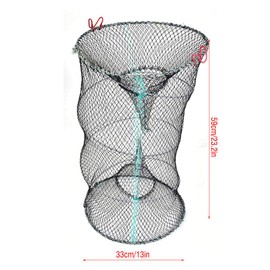 3 Sizes Foldable Lobster Crayfish Crab Crawfish Shrimp Fish Trap Cage Fishing Net (Diameter 33cm)