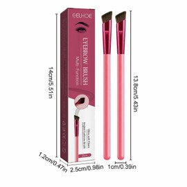 2 Brochas Multifunción para Cejas, Brocha Cuadrada En Ángulo para Cejas, Brocha para Corrector De Cejas, Brocha De Maquillaje Ultrafina En Ángulo, Brocha De Maquillaje De Delineador De Ojos Natural