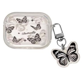 Women Gilrs Beautiful Elegant Black Butterflies Earphone Case for AirPods 4, Gift Soft TPU TPU Clear Transparent Wireless Charging AirPods 4 Cover Protector Earbud Protective Case