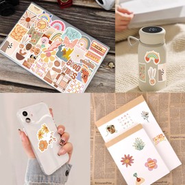 Pack of 100 Boho Stickers for Laptop, Phone, Water Bottle, Skateboard, Suitcase, Guitar, Pad, Cute Aesthetic Vinyl Stickers, Waterproof, Scrapbook Stickers