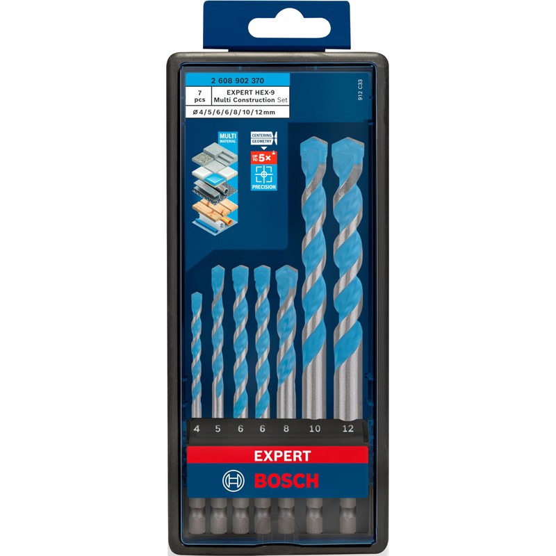Bosch 7x Expert HEX-9 Multi Construction Drill Bit Set (for