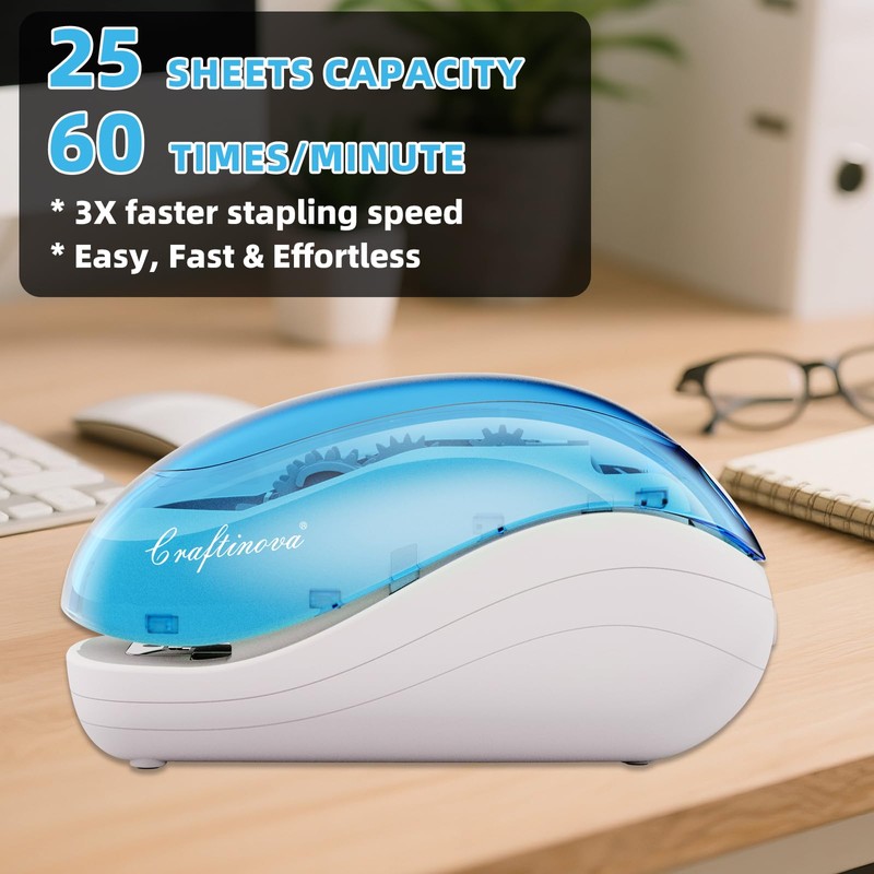 Craftinova Electric Stapler,Including 2000 Staples and 1 Staple Remover, Suitable