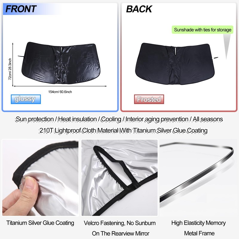 Windshield Sunshade for Range Rover Sport 2014-2022, Front Window Sun