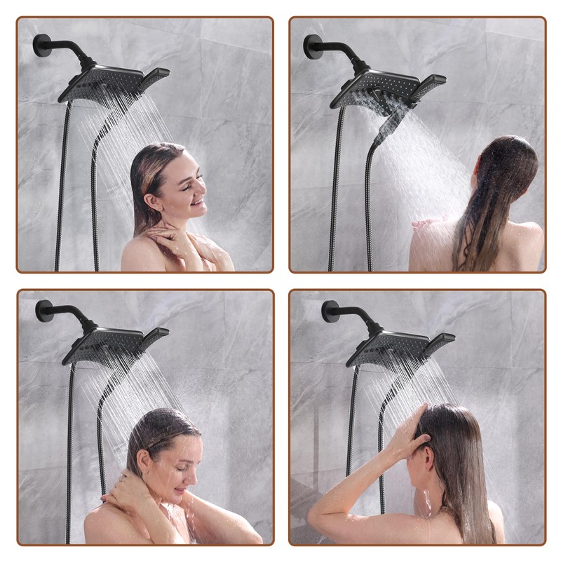 BRIGHT SHOWERS High Pressure Dual Shower Head Combo with Rainfall