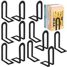 Chunful 12 Pcs Modern Metal Book Ends for Shelves Decorative Small Black Bookends Book Shelf Organizer Minimalist Design Stopper to Hold Books for Home Office (5.5 * 3.75 * 2.25inch)