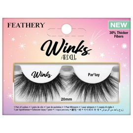 Ardell Winks Par'tay Lashes, Full Volume, 20mm Ultra-Long False Eyelashes, Feathered and Fluttery, Black Band, 1 Pair