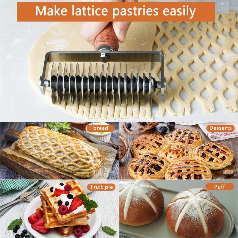 Stainless Steel Dough Lattice Top Cookie Pie Pizza Bread Pastry