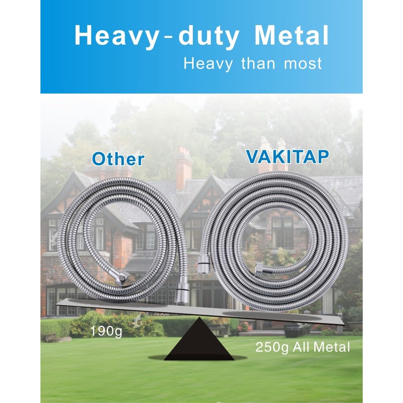 VAKITAP Shower Hose, 118 Inches Shower Hose Extra Long 304