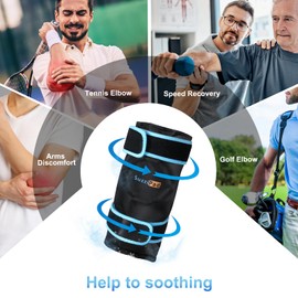 SuzziPad Elbow Ice Pack Wrap – Wearable Cold Compression Sleeve for Elbow & Forearm, Reusable Ice Pack for Tennis & Golf Recovery, Black